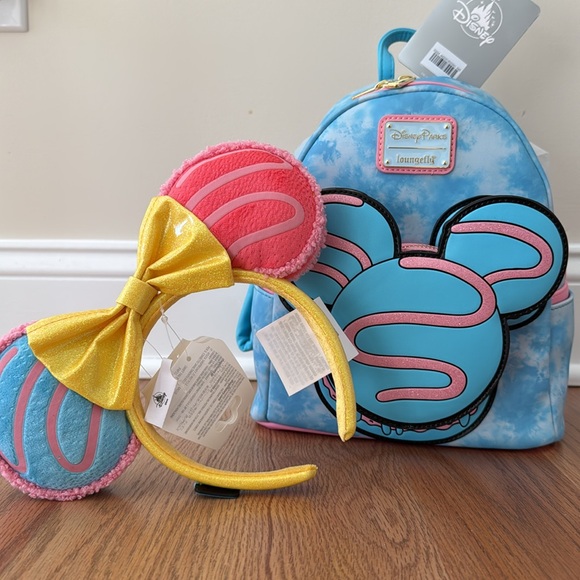 NEW Disney Parks Loungefly Mini Backpack and Ears bundle Eats Macaron - Picture 5 of 7